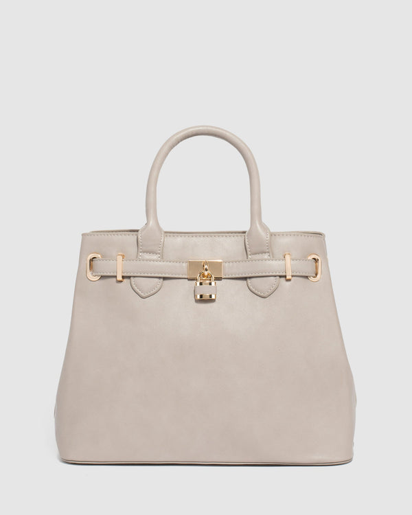 Colette by Colette Hayman Taupe Mary-Beth Lock Tote Bag