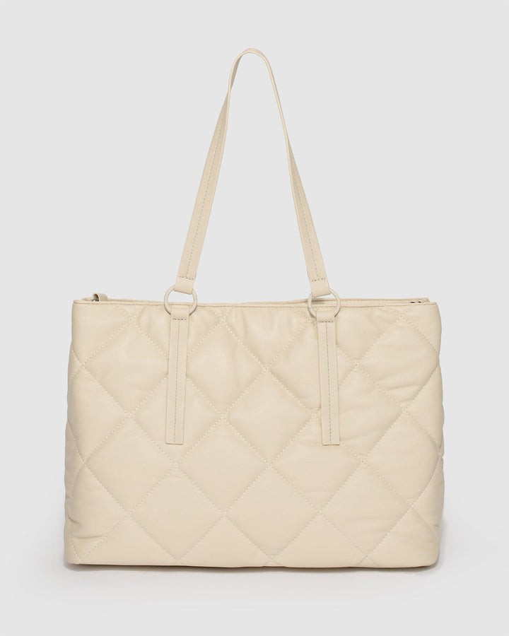 Colette by Colette Hayman Taupe Shanice Quilted Tote Bag