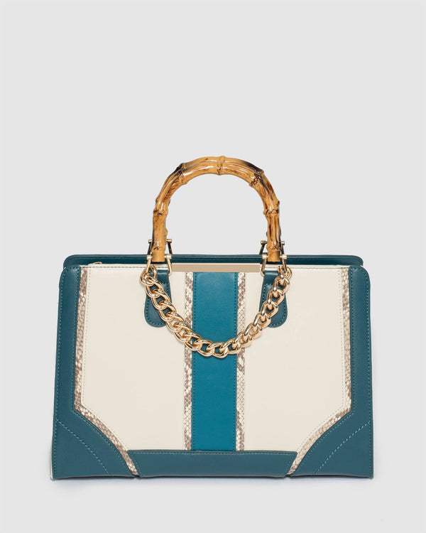 Colette by Colette Hayman Teal Kyandra Bamboo Tote Bag