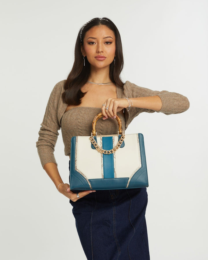 Colette by Colette Hayman Teal Kyandra Bamboo Tote Bag
