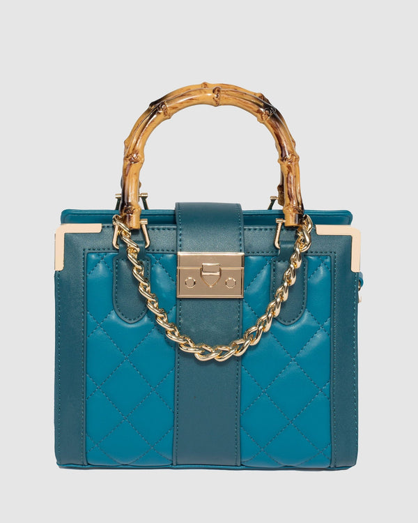 Colette by Colette Hayman Teal Sia Bamboo Handle Mini Bag