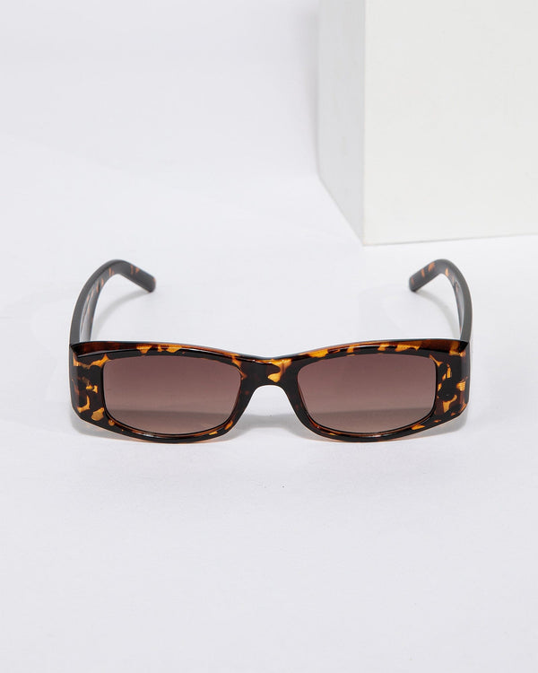 Colette by Colette Hayman Tortoiseshell Rectangle Thick Framed Sunglasses