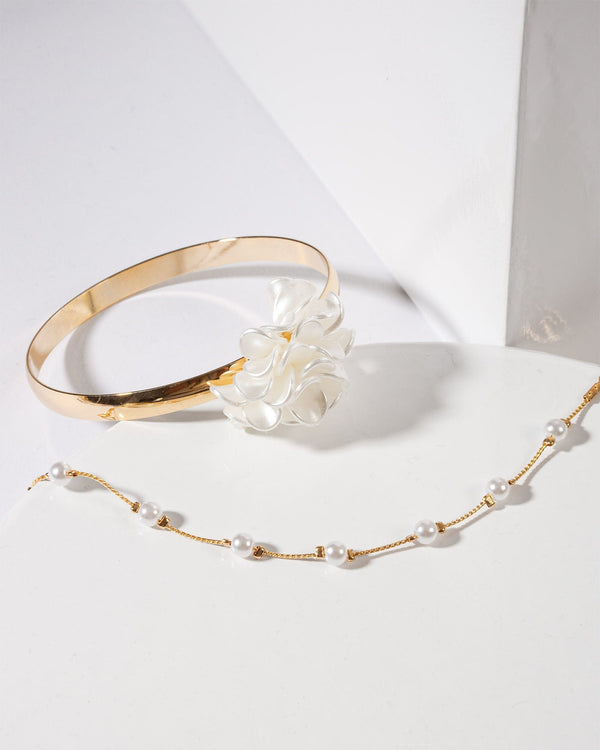 Colette by Colette Hayman White 2 Pack Flower Cluster Bracelet