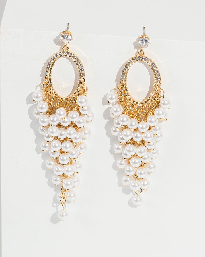 Colette by Colette Hayman White Beaded Tassel Earrings