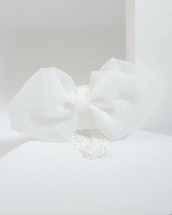 Colette by Colette Hayman White Bow & Lace Baby Headband