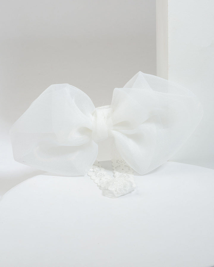 Colette by Colette Hayman White Bow & Lace Baby Headband