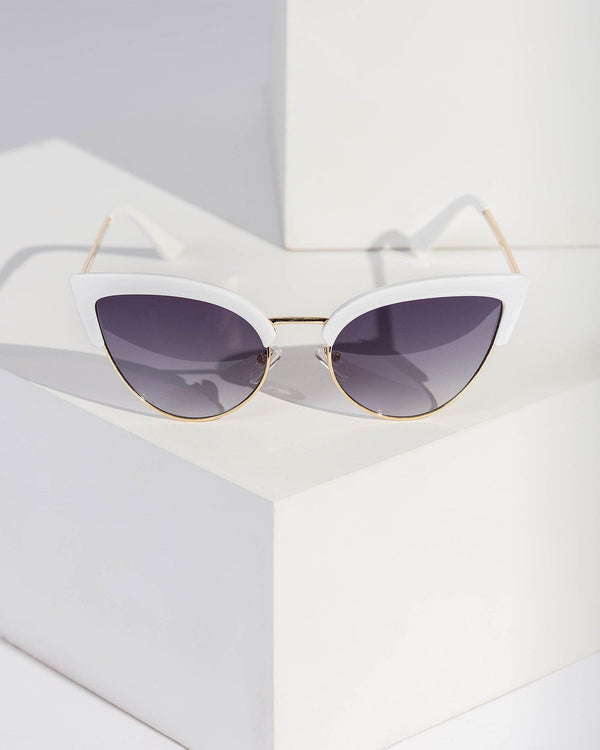 Colette by Colette Hayman White Browline Sunglasses