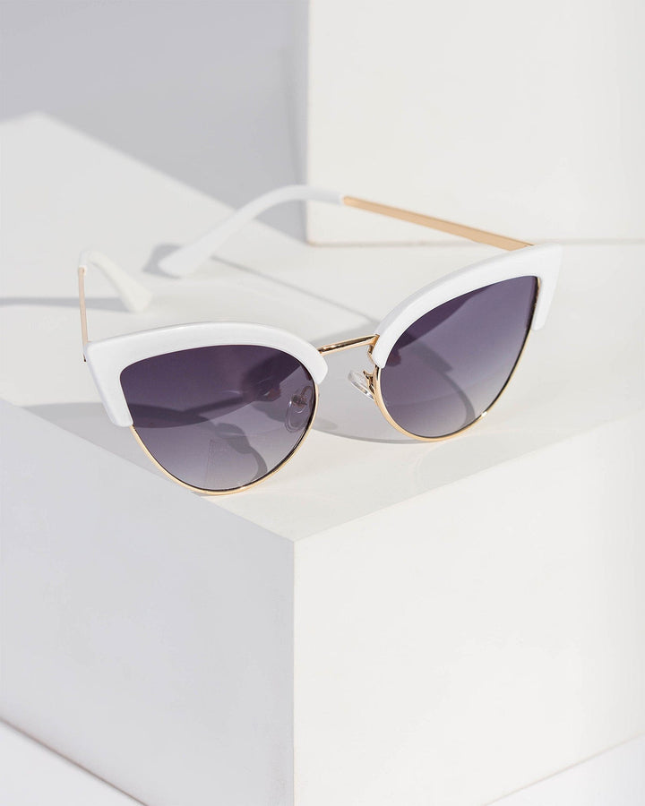 Colette by Colette Hayman White Browline Sunglasses
