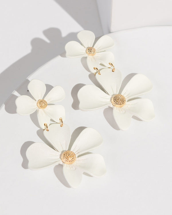 Colette by Colette Hayman White Double Flower Earrings