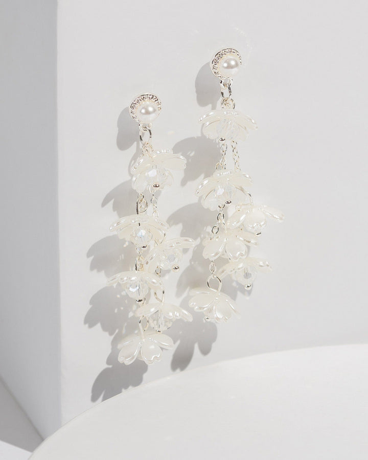 Colette by Colette Hayman White Floral Tassel Drop Earrings