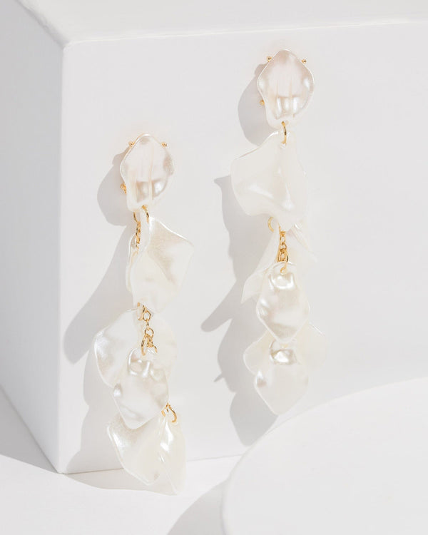 Colette by Colette Hayman White Flower Petals Drop Earrings