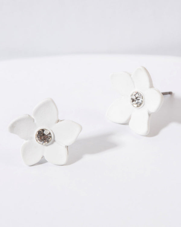 Colette by Colette Hayman White Flower Stud Earrings