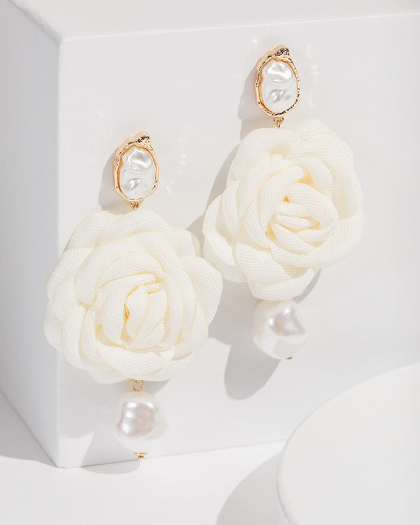 Colette by Colette Hayman White Flower With Pearls Earrings