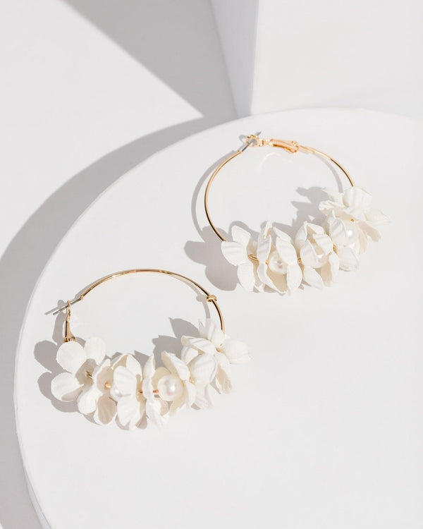 Colette by Colette Hayman White Flowers Around Hoop Earrings