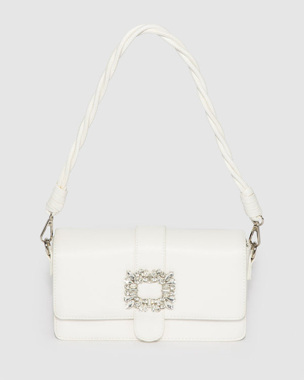 Colette by Colette Hayman White Francesca Crystal Shoulder Bag