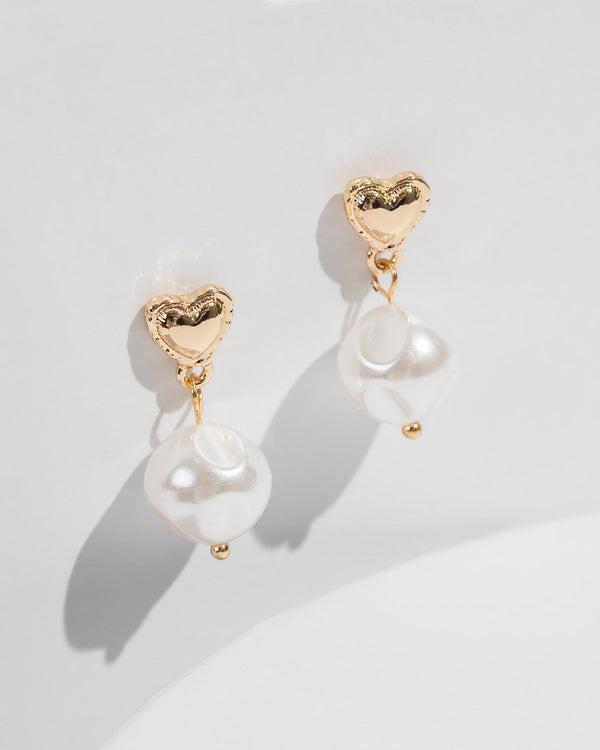 Colette by Colette Hayman White Heart With Pearl Drop Earrings
