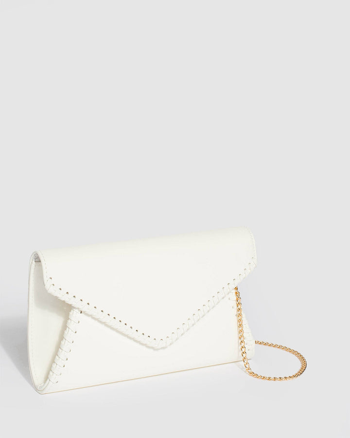 Colette by Colette Hayman White Kelly Whip Stitch Clutch Bag
