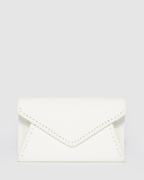 Colette by Colette Hayman White Kelly Whip Stitch Clutch Bag