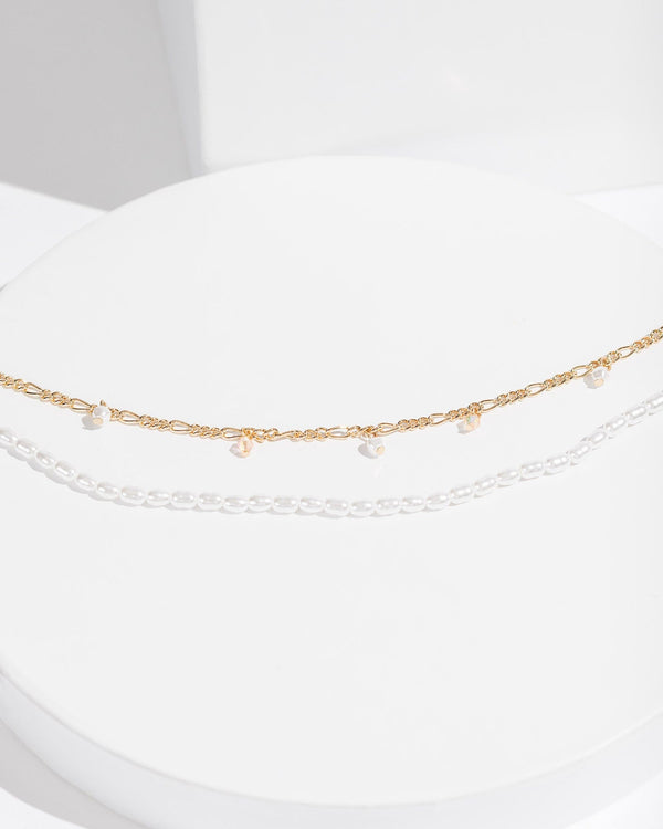 Colette by Colette Hayman White Layered Pearls Anklet