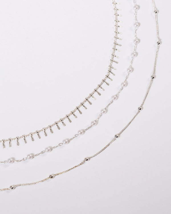 Colette by Colette Hayman White Layered Pearly Chains Necklace