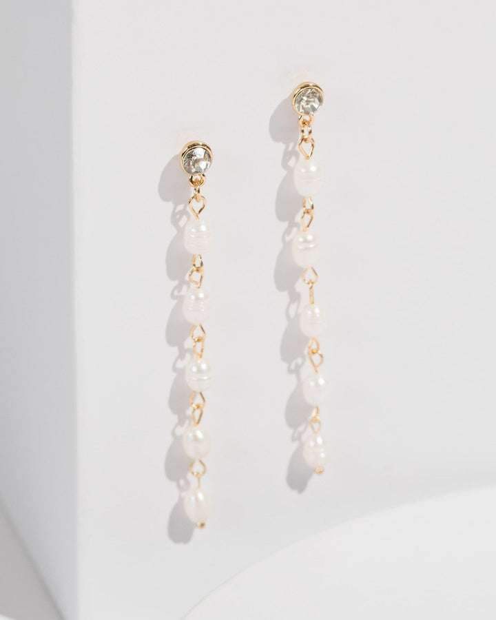 Colette by Colette Hayman White Linked Pearls Drop Earrings