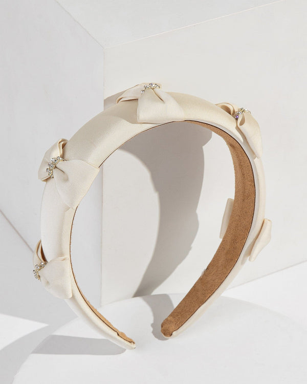 Colette by Colette Hayman White Multi Crystal Bow Headband