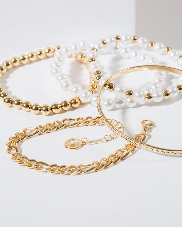 Colette by Colette Hayman White Multi Layer Pearl Chain Bracelet Pack