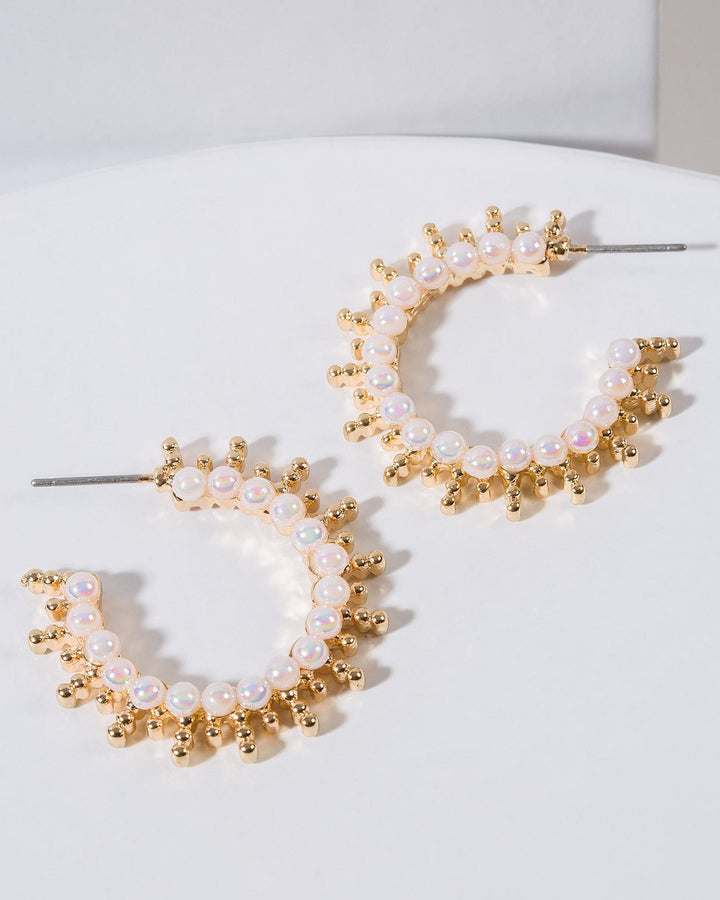 Colette by Colette Hayman White Pearl Beaded Hoop Earrings