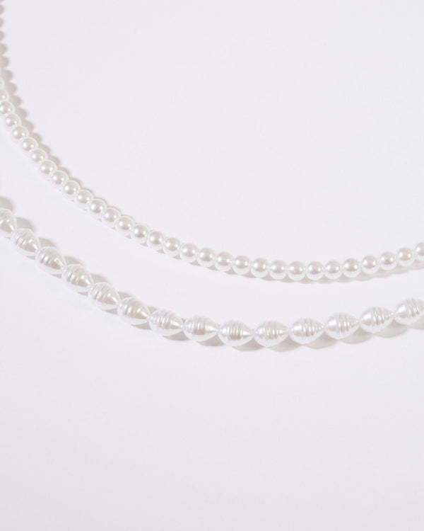 Colette by Colette Hayman White Pearl Beads Layered Necklace