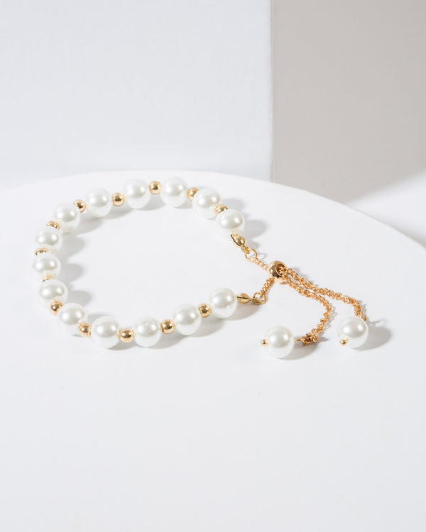 Colette by Colette Hayman White Pearl Chain Bracelet
