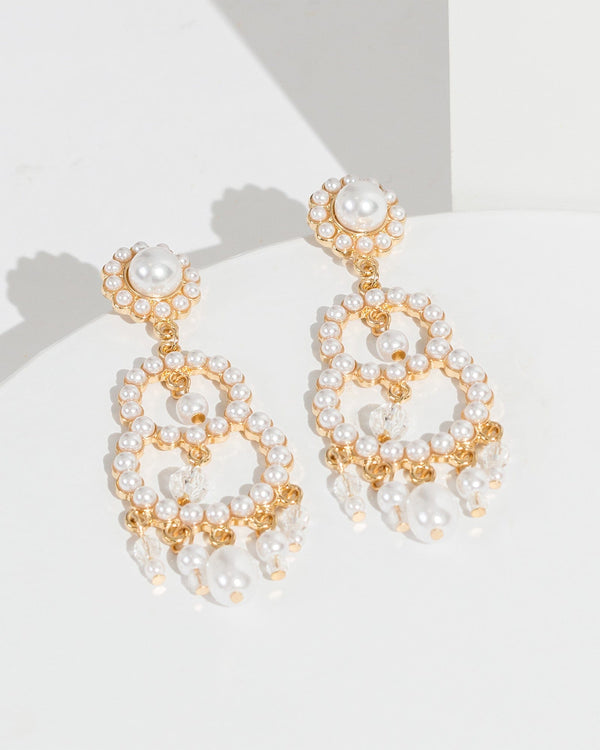 Colette by Colette Hayman White Pearl Chandelier Earrings