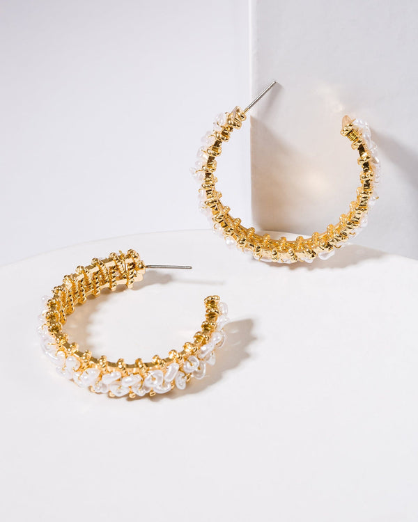 Colette by Colette Hayman White Pearl Cluster Around Hoop Earrings
