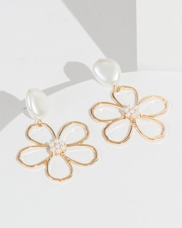 Colette by Colette Hayman White Pearl Flower Earrings