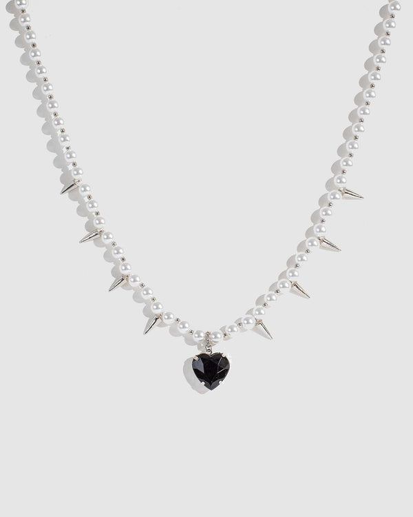 Colette by Colette Hayman White Pearl Spike Heart Necklace