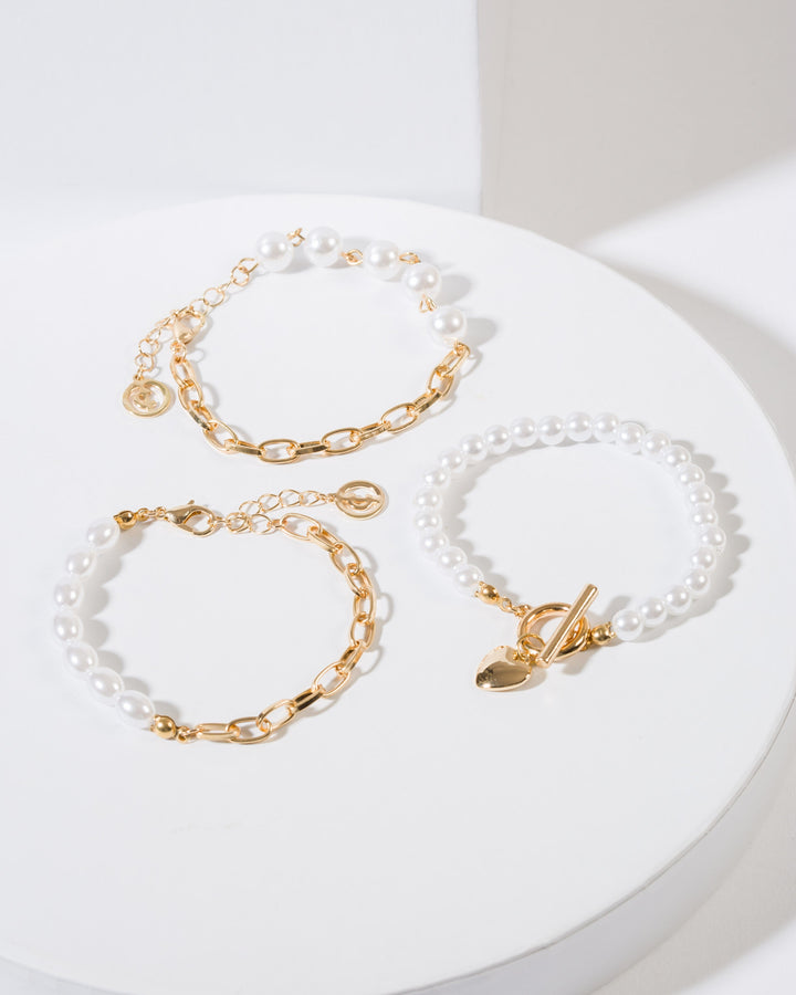 Colette by Colette Hayman White Pearly Chain Bracelet Pack