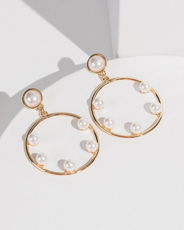 Colette by Colette Hayman White Pearly Circle Statement Earrings