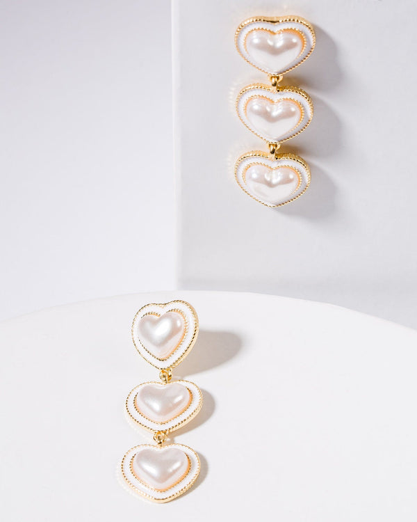 Colette by Colette Hayman White Pearly Hearts Drop Earrings