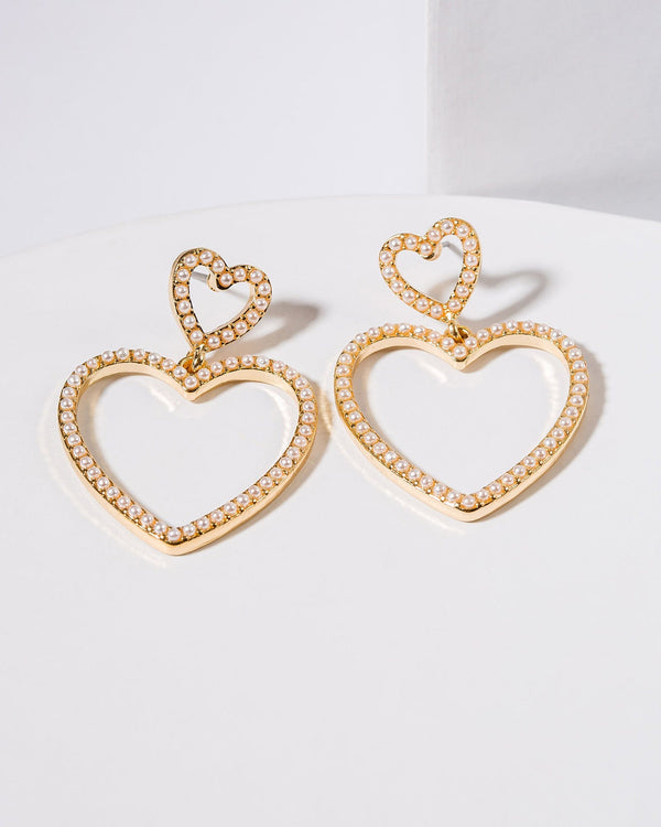 Colette by Colette Hayman White Pearly Hearts Statement Earrings
