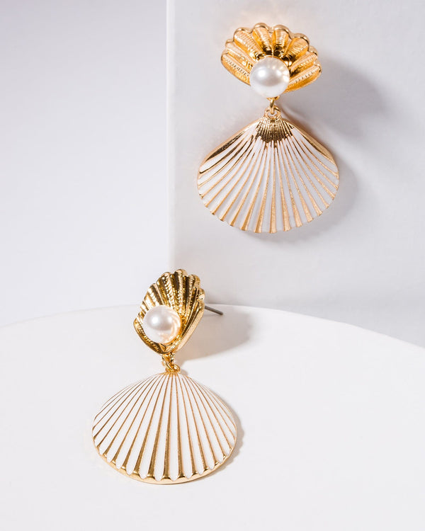 Colette by Colette Hayman White Shells With Pearl Earrings