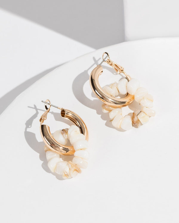 Colette by Colette Hayman White Stones Small Hoop Earrings