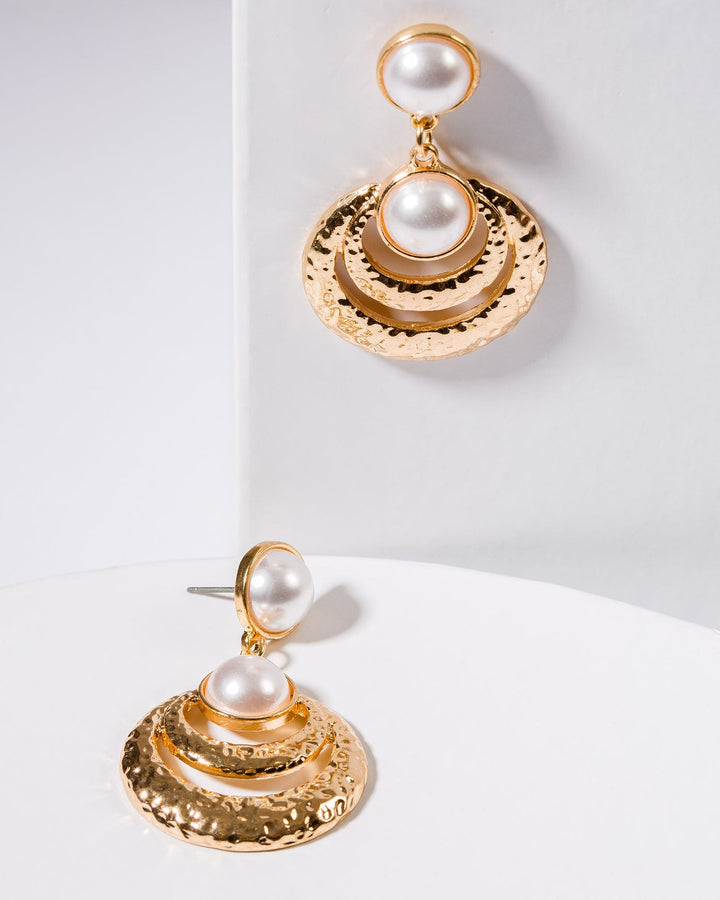 Colette by Colette Hayman White Textured Pearls Statement Earrings