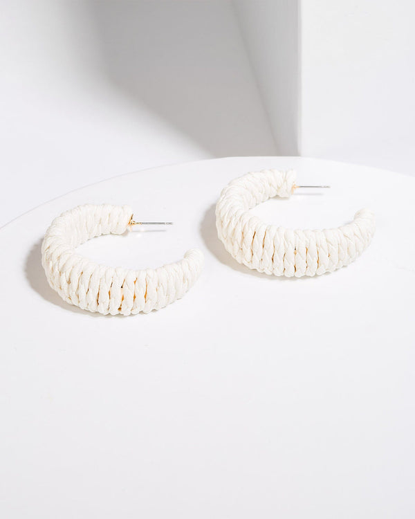 Colette by Colette Hayman White Wrapped Cord Hoop Earrings