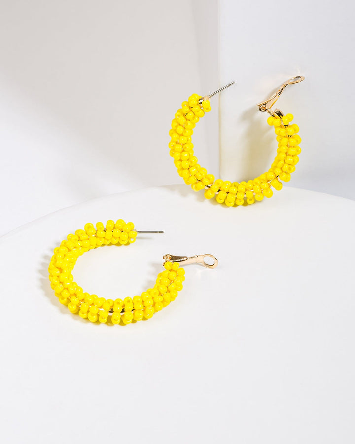 Colette by Colette Hayman Yellow Beaded Cluster Hoop Earrings