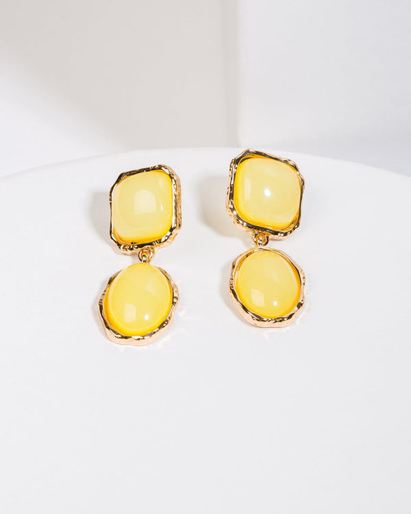 Colette by Colette Hayman Yellow Double Stone Statement Earrings