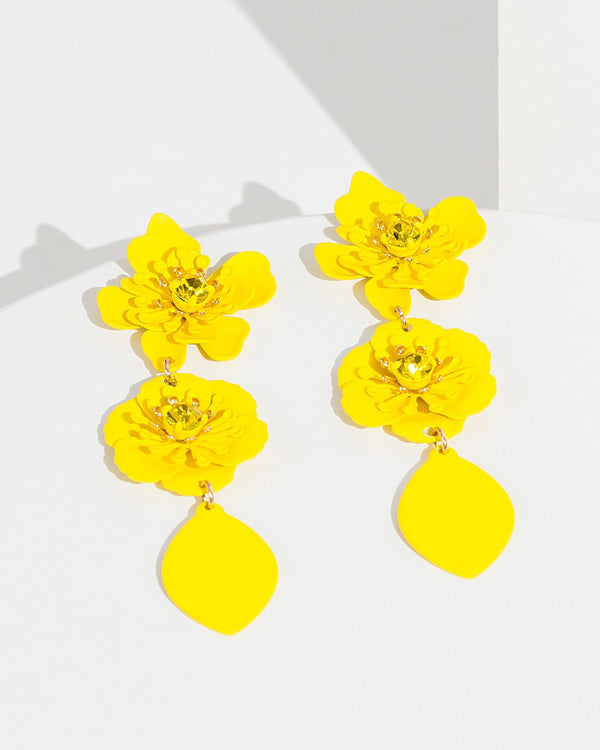Colette by Colette Hayman Yellow Floral Drop Earrings