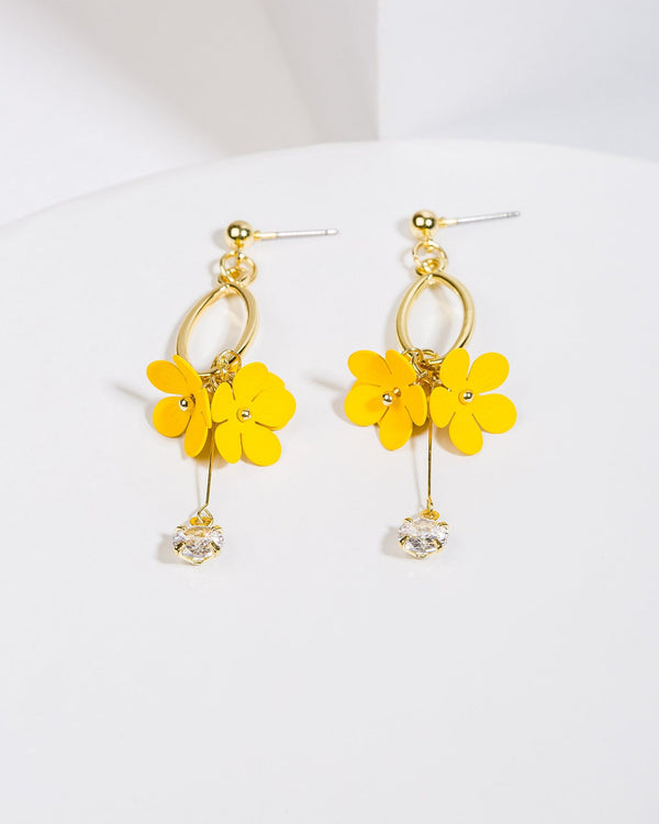 Colette by Colette Hayman Yellow Flowers And Crystal Drop Earrings