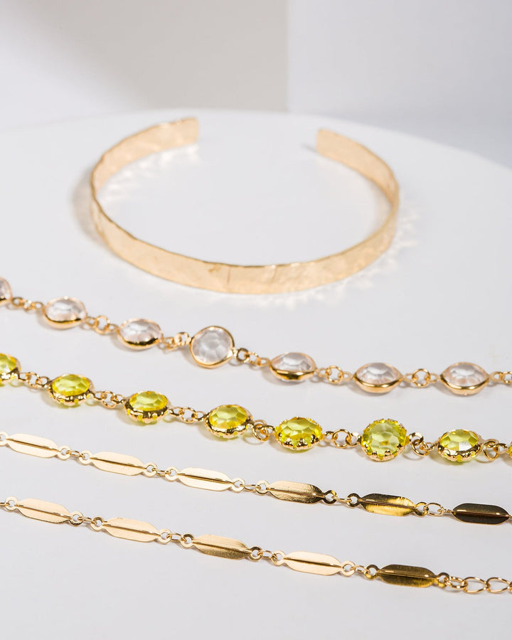 Colette by Colette Hayman Yellow Layered Crystals Bangle Pack