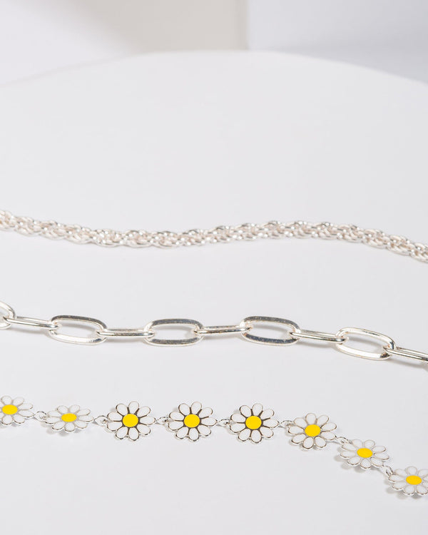 Colette by Colette Hayman Yellow Layered Flowers Chain Bracelet Pack