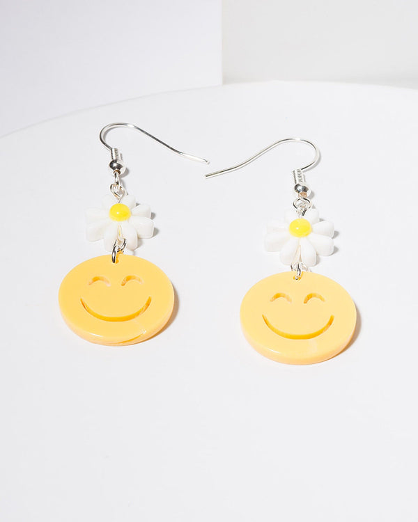 Colette by Colette Hayman Yellow Smiley Daisy Hook Drop Earrings