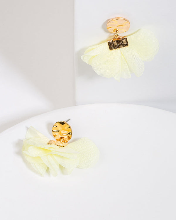 Colette by Colette Hayman Yellow Textured Fabric Petal Earrings